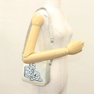 CHANEL Sports Line Shoulder Bag Nylon White Silver CC Auth yk19044